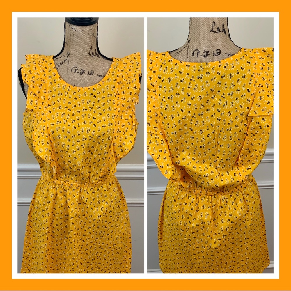 City Streets | Yellow Floral Print Dress | Size M